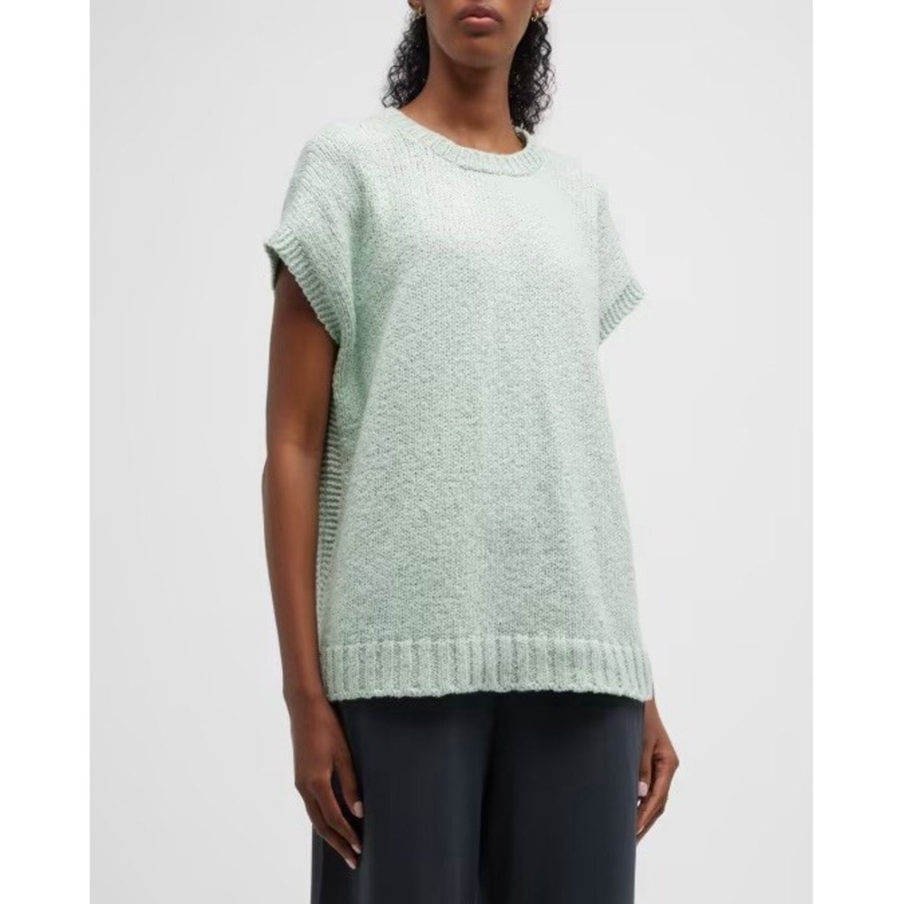 NWT Eileen Fisher Knit Sweater Vest Womens XL Mint Crewneck Coastal Cottagecore